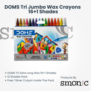 Doms Tri Jumbo Wax Crayons 16+1 Shades