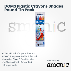 Doms Plastic Crayons Shades Round Tin Pack