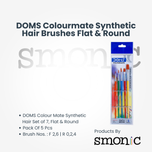 Doms Colourmate Synthetic Hair Brushes Flat & Round