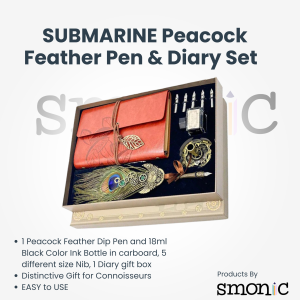 Submarine Peacock Feather Pen & Diary Set