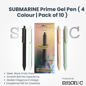 Submarine Prime Gel Pen ( 4 Colour | Pack Of 10 )