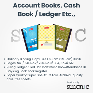 Account Books, Cash Book / Ledger Etc.,