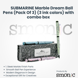 Submarine Marble Dream Ball Pens (Pack Of 3) (3 Ink Colors) With Combo Box