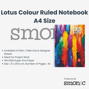 Lotus Colour Ruled Notebook A4 Size