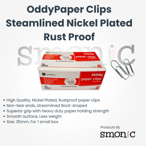 Oddypaper Clips Steamlined Nickel Plated Rust Proof
