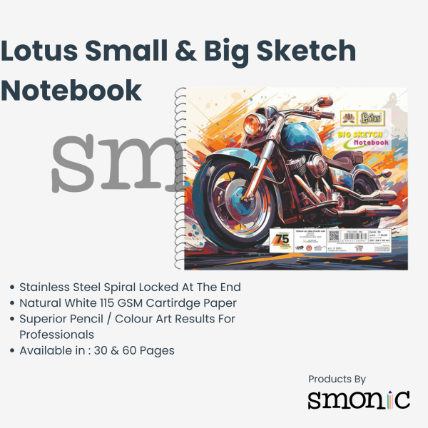 Lotus Small & Big Sketch Notebook – Smonic Stationary Online