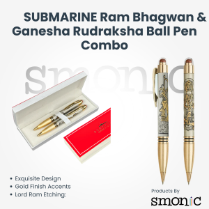 Submarine Ram Bhagwan & Ganesha Rudraksha Ball Pen Combo