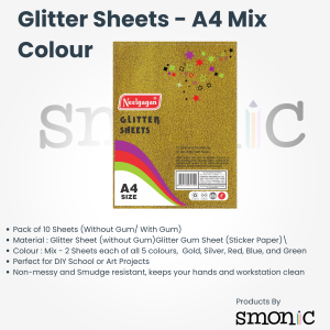Glitter Sheets - A4 Mix Colour