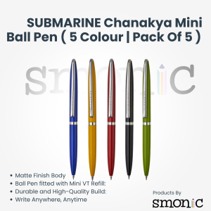 Submarine Chanakya Mini Ball Pen ( 5 Colour | Pack Of 5 )