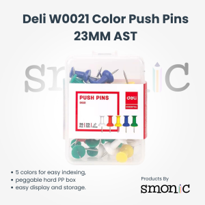 Deli W0021 Color Push Pins 23Mm Ast