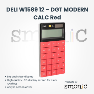 Deli W1589 12 ? Dgt Modern Calc Red