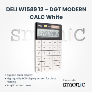 Deli W1589 12 ? Dgt Modern Calc White
