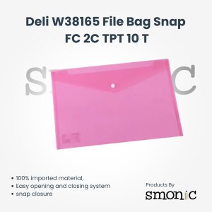 Deli W38165 File Bag Snap  Fc 2C Tpt 10 T