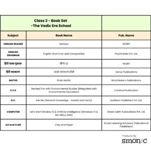 Class 3 | List Of Books | The Vedic Era School